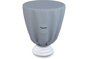 Covers & all Round Bird Bath Cover, Feeder Bowl Well Winter cover with Elastic, 18 Oz heavy duty Waterproof UV Weather Resistant Outside Garden Backyard Basin Fountain (21" Diameter x 18" H, Gray)