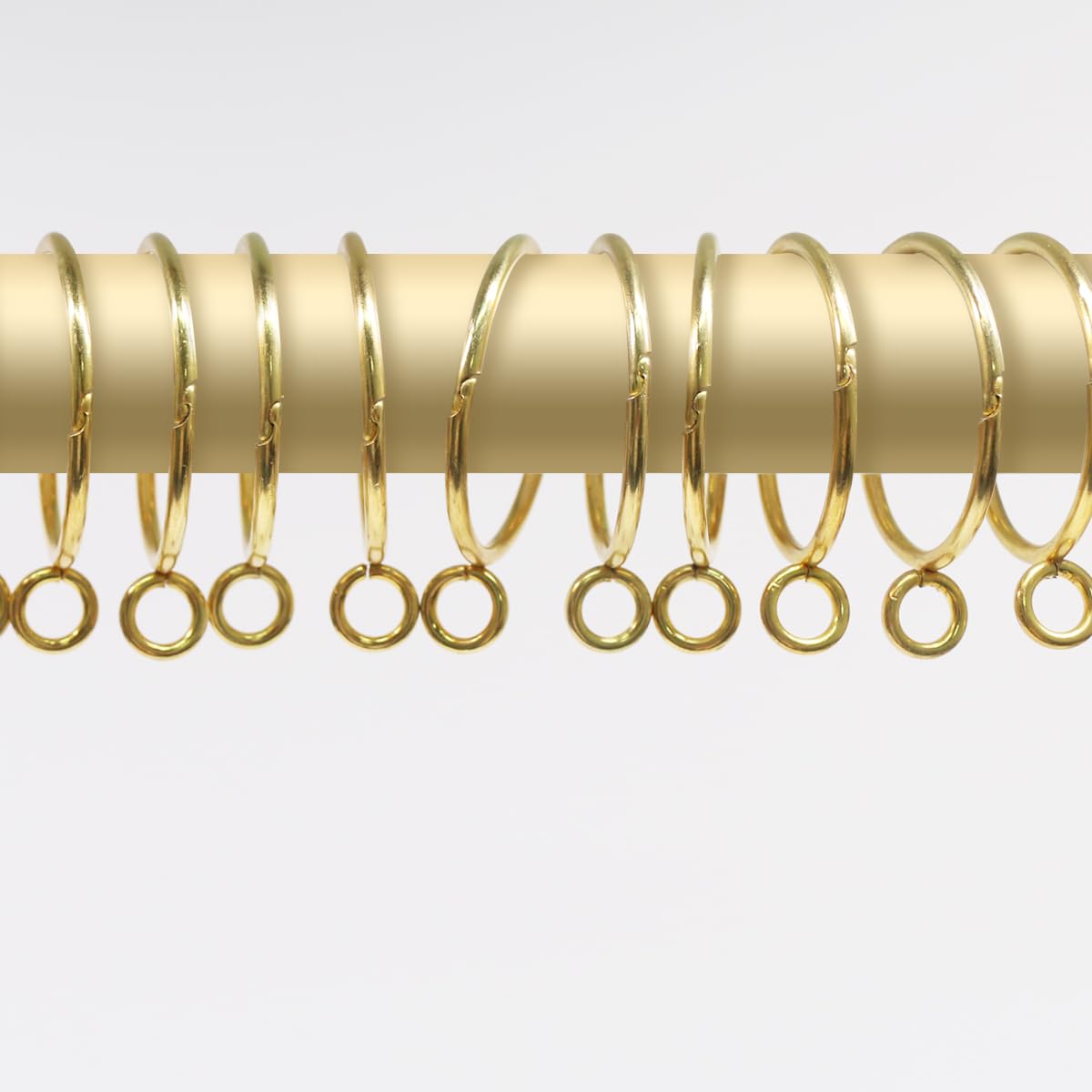 Coideal Gold Curtain Rings Metal - 20 Pack 38mm Openable Shower Curtain Rings, Open and Close Drapery Loops with Eyelets, Fits Up to 1 1/4-Inch Rod