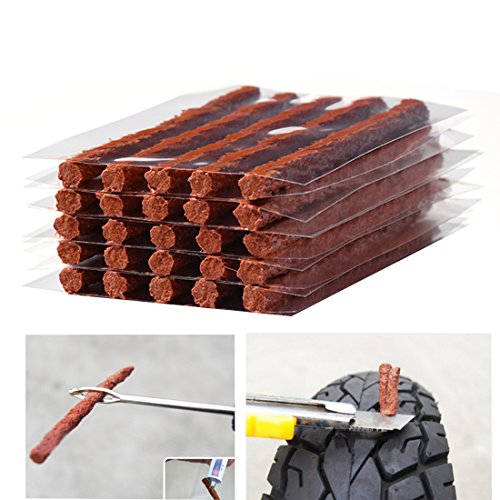 Firwood Flat Tire Plug Puncture Repair Strings, Tyre Repair Rubber Sealing Strip 8.5'' Extra Length for Off-Road Car Bike Motor ATV UTV SUV Wheelbarrow Mower 25PCS (Flat Tire Plug String)