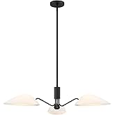 MEXO Modern Glass Chandeliers, Sputnik Chandelier Black Pendant Lighting Fixture Glass Shade Ceiling Light for Dining Room Ki