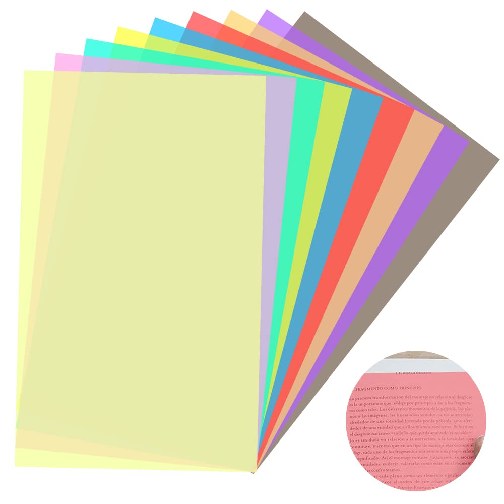 9Pcs A4 Dyslexia Overlay Ruler Guided Reading Highlight Strips Colored Overlay Reading Tracking Rulers Dyslexia Reading Aids for Dyslexia ADHD and to Reduce Visual Stress