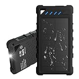 Waterproof Solar Charger, FKANT 10000mA IPX6 Waterproof Dual USB Solar Power Bank Portable External Battery Charger Outdoor Phone Charger with Flashlight for iPhone 8, S8, Note 8 and iPad