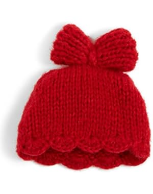 Baby Girl Red Knit Bow Hat
