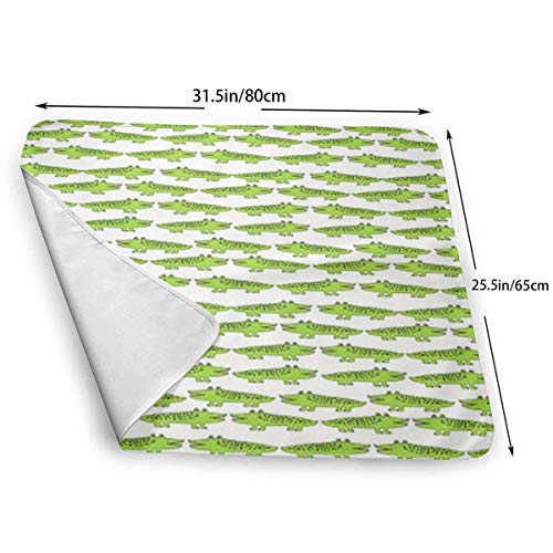 Dicobrune Lime Green Mini Alligator Baby Crib Pee Mat Washable Urine Bed Pads Absorbent Reusable