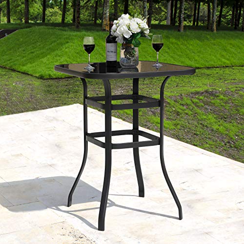 Nuu Garden Outdoor Bar Height Patio Tables, 32 Inch Square Steel Frame
