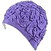 BEEMO Women Swim Bathing Caps Ladies Retro Style Latex Embossed- Lilac