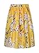 Choies Women's Yellow Sakura Print High Waist Pleated Skater Skirt,Yellow Sakura,One Size
