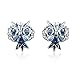 SBLING Blue Owl Stud Earrings Made with Austrian Crystals