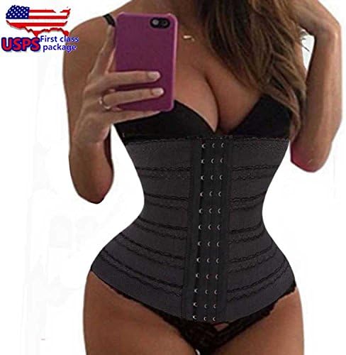 Long Torso Women's Underbust Corset Waist Training Cincher 3Rows hooks (M, Black)