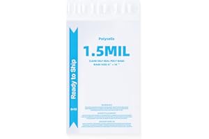 POLYSELLS Strong Self Seal Clear Poly Bags with Suffocation Warning for Packaging, Shipping, T-Shirts, Clothes & FBA, Permanent Adhesive, 8"x10", 100pcs