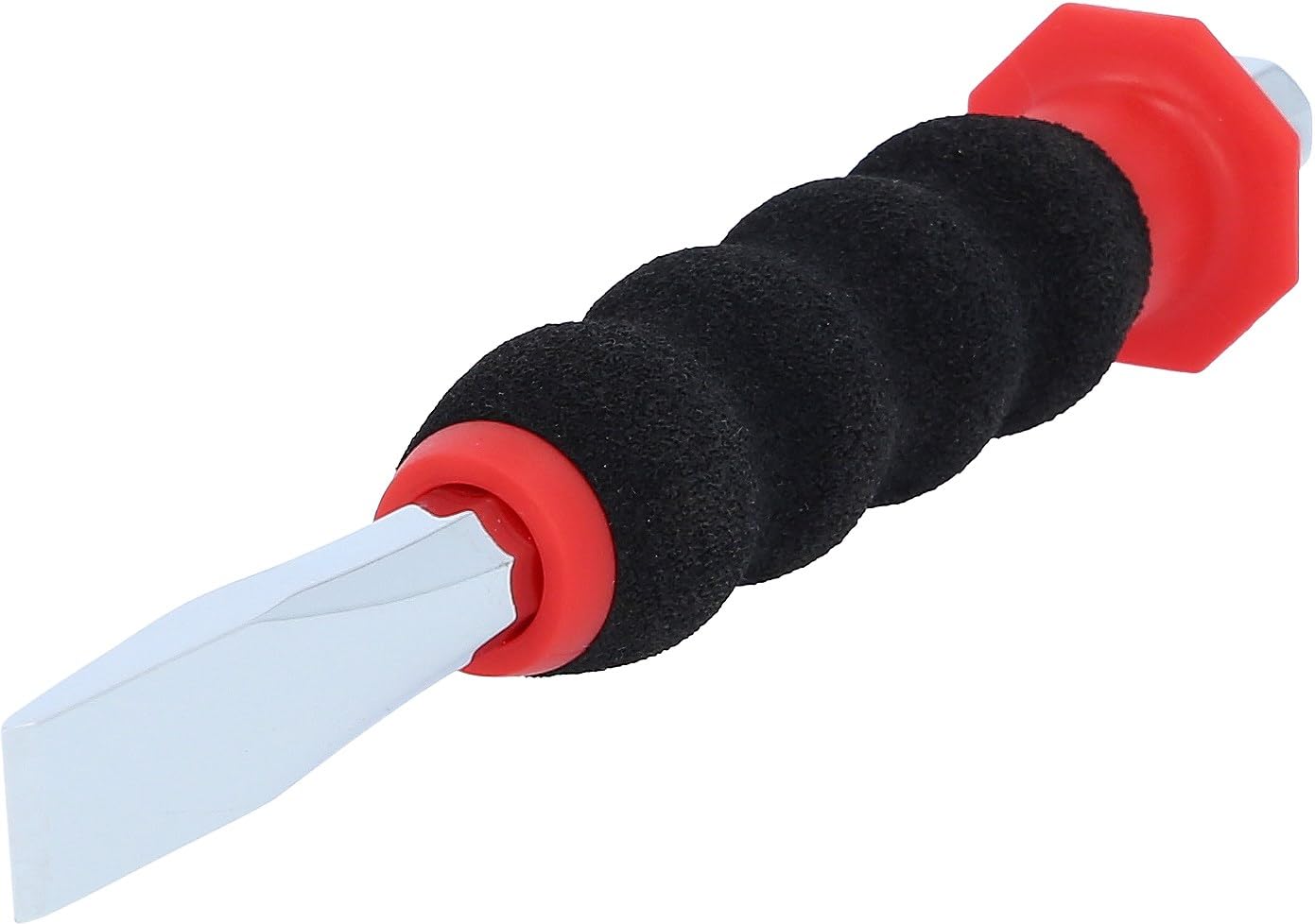 KS Tools 156.0252 Flat Chisel with Hand Guard Grip, Octagonal 12 mm, Multi-Coloured