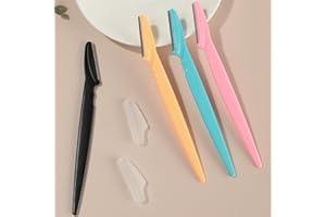 12Pcs Eyebrow Trimmer Blades, Dermaplane Razor for Women, Eyebrow Epilation & Hair Removal for Women and Men(Mixed Colors)