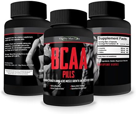 BCAA Pills - Potent &amp; Powerful Blend of Amino Acids by Vitality Max Labs - Build Muscle Combat Muscle Break Down - Increase Muscle Mass, Stamina and Recovery Time (2)