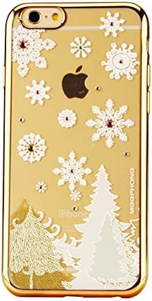 Iphone 6 Plus/ 6s Plus Case, Soft Flexible TPU Electroplate Transparent Bling Flower Crystal Rhinestone Diamond Skin Scratch-proof Protective Case for Apple 5.5 Inch (Snow)