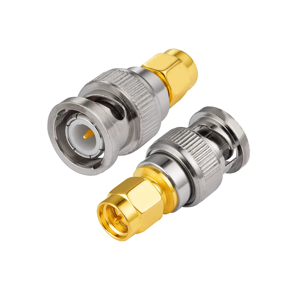 Vecys SMA to BNC RF Adapters Connection SMA Male to BNC Male Adapter for SDR Amateur Radio Handheld Radio Electronics WLAN Wireless Camera Scanner Two Way Radios