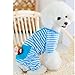 Puppy Clothes,Haoricu Small Pet Stripes Pajamas Jumpsuits Coat Apparel Clothing (M, Blue)
