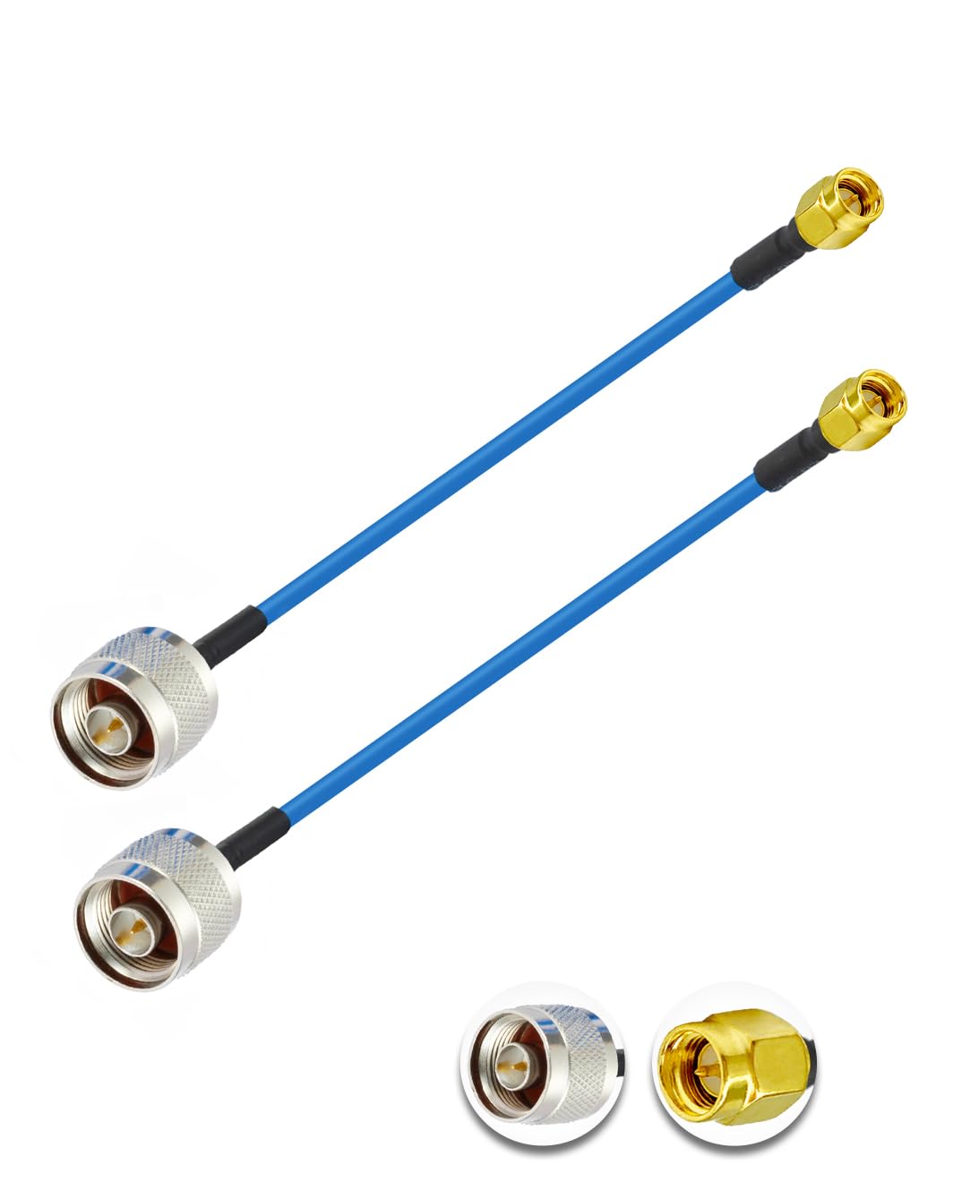 Vecys 2PCS SMA Male to N Type Male RF Coaxial Cable N Type RF Coax Pigtail Cable 6" /15CM RG405 50 Ohm Low Loss Extension Cable