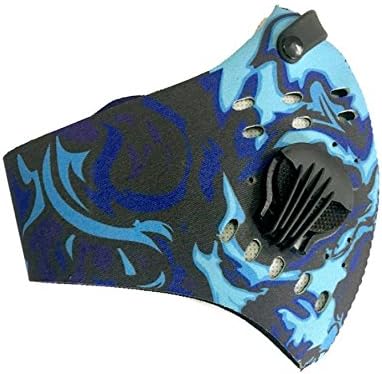 Activated Carbon Dustproof/Dust Mask - Filter Cotton Sheet and Valves for Exhaust Gas, Pollen Allergy, PM2.5, Running, Cycling, Outdoor Activities (Blue Camo)