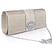Ladies' Designer Pleated Satin Evening Bags for Women Formal Clutch Purse Stone Evening Handbag (beige)