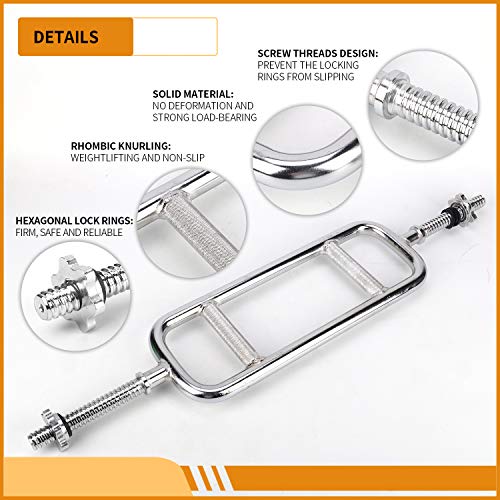 Nisorpa 34in Standard Threaded Triceps Bar Solid Chrome Olympic Barbell Biceps Bar Powerlifting