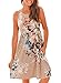 Women's Floral Print Racerback Sleeveless Midi Casual Dresses Small Brown
