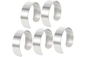 Artibetter 5pcs Stainless Steel Blank Cuff Bangle Bracelets Adjustable Open Wide Core for DIY Jewelry Making