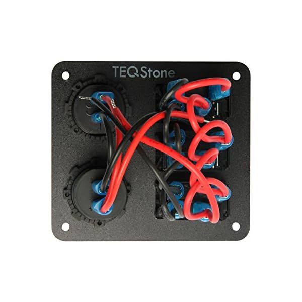 TEQStone-MarineBoat-Car-Switch-Panel-3-Gang-with-1-Charger-With-2-USB-Slot-and-a-Voltage-Monitor-Blue-LED-Light-5pin-Onoff-Rocker-Switch