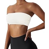 Boudaner Women’s Padded Bandeau Sports Tube Top Bra Strapless Wireless Solid Seamless Yoga Workout Bralette