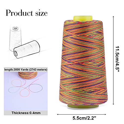 Rainbow Polyester Sewing Thread Variegated Used for Quilting Serger Overlock Embroidery All
