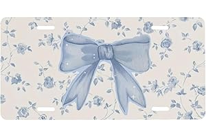 CTVSLFU Front License Plate Cover – Aluminum Metal Car Accessory, Rust-Proof Novelty Vanity Tag Decor for Men & Women, 6x12 with 4 Holes - 038 Blue Tie Flowers