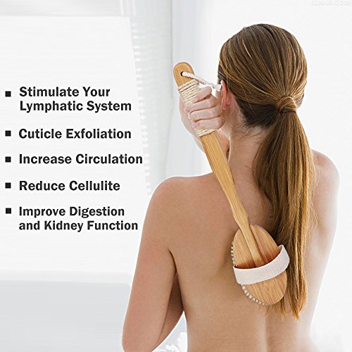 HOMEIDEAS Drying Skin Body Bath Brush Shower Back Brushing Dry Remove Dead Skin 100% Natural Boar Bristle with 15.4 Inch Long Removable Wooden Handle Beauty & Personal Care, Personal Care, Bath & Bathing Accessories, Bathing Accessories, Bath & Body Brushes