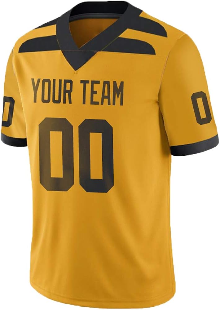 Pullonsy Gold Custom Football Jerseys for Youth Embroidered Names and