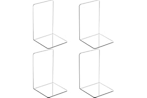 Dalmbox Bookends for Shelves, Clear Book Holder Organizer for Books, Modern Book Stopper Divider for Desk, Bookshelf Stand to Hold Books, CDs for Home Office,7.1x4.7x4.7 inch(2 Pairs/4 Pieces)