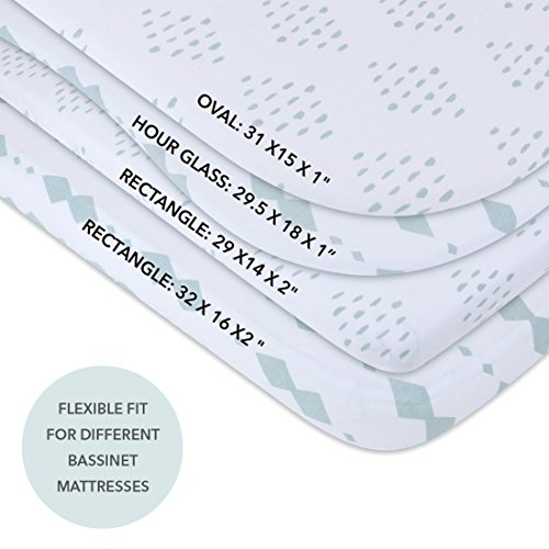 Bassinet Sheet Set 2 Pack 100% Jersey Cotton for Baby Girl and Baby Boy by Ely's & Co. - Sage Green Diamond Design by Ely's & Co. (Bassinet) - Thumbnail 2