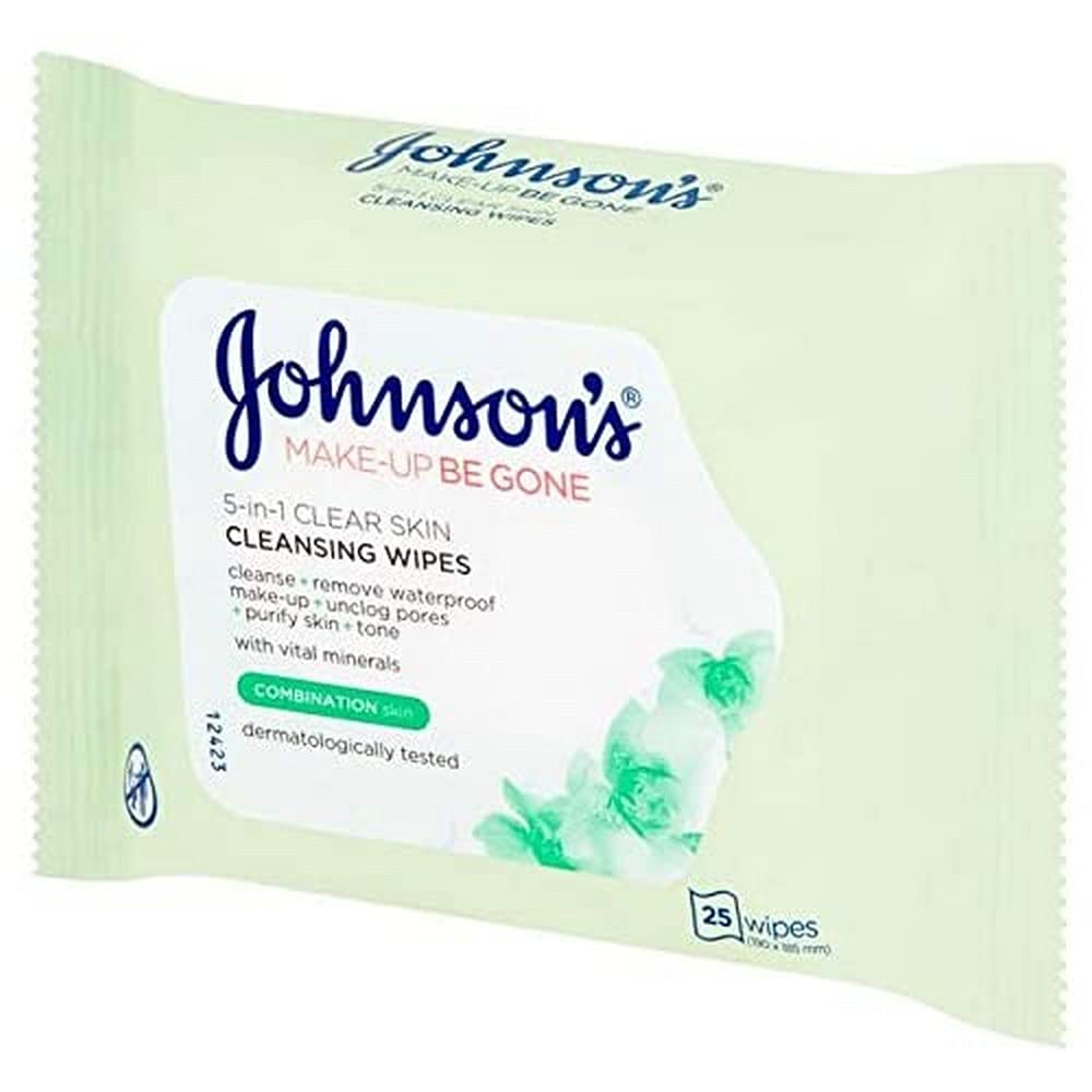 JOHNSON'S Face Care Make-up Be Gone Clear Skin Wipes, Pack of 1 x 25
