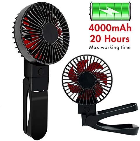Battery Operated Personal Handheld Fan, Portable Cooling USB Clip on Fan with Rechargeable 4000mAh High Capacity Battery for Outdoor, Travel