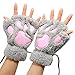 Arshiner Women Bear Plush Cat Paw Claw Glove Soft Winter Gloves Grey-1,One Size