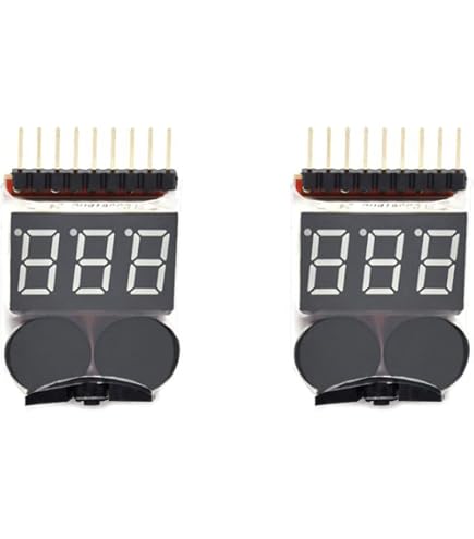 2 Pack Lipo Battery Voltage Checker - 1S-8S RC Battery Tester With Low Voltage Alarm