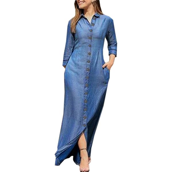 Amazon.com: tuduoms Summer Women's Thin Denim Shirt Dress