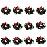 Aiffort 12pcs Funny Mini Christmas Wreaths for 1/12 Dollhouse Christmas Crafts Door Décor