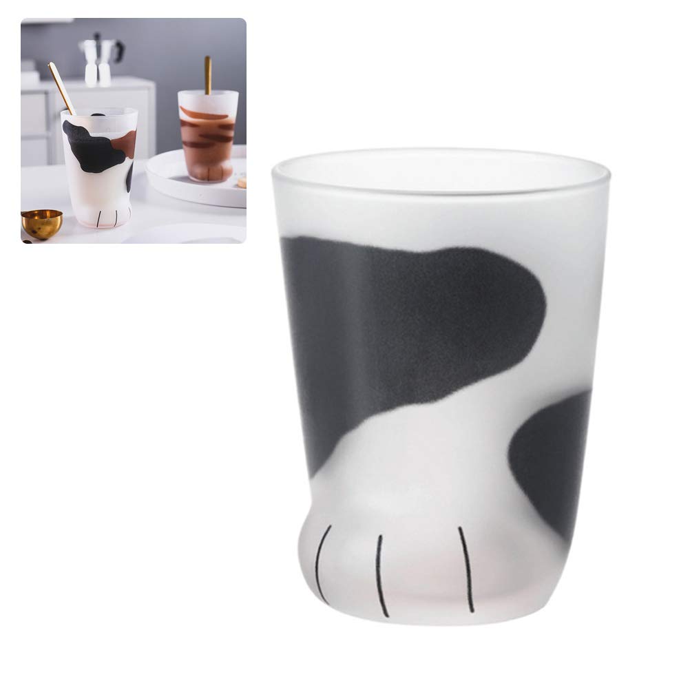 Leikance Cute Cat Paw Glass Cup,Tiger Paws Mug Office Coffee Mug Breakfast Milk Glass Cup Gift