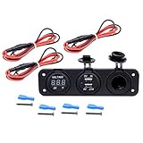 Astra Depot Triple Function Dual USB Charger + Voltmeter + 12V Outlet Socket Panel Jack Marine For Digital Devices Mobile Phone Tablet