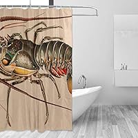 LUCASE LEMON ALEX Vintage European Lobster Shower Curtain Set for Home Decor Polyester Waterproof Fabric Bathroom Accessories with 12 Hooks, 60"(W) x 72"(H) Inch