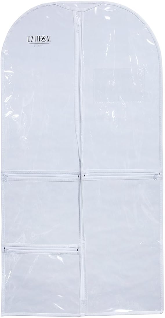 Ezihom 24"x37" Costume Clear Plastic Vinyl Garment Bag with Pockets for Dance