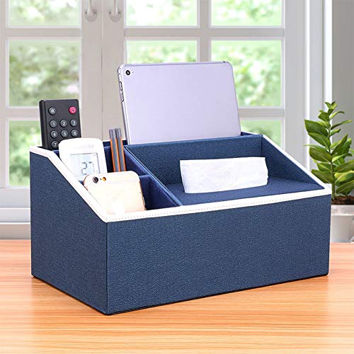 Aoile Multifunction PU Leather Remote Control Tissue Box Cover Holder Desk Storage Box Container for Home and Office Use Light Gray Linen - Thumbnail 7