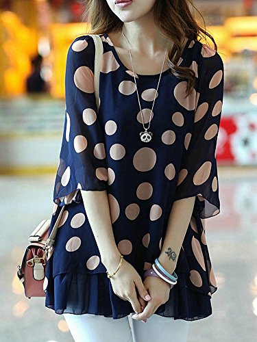 Kufv Women's Big Polka Dots Falbala 
