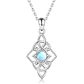 Zepmais Irish Celtic Knot Moonstone Pendant Necklace for Women 925 Sterling Silver-Good Luck Protection Jewelry Gifts for Love One
