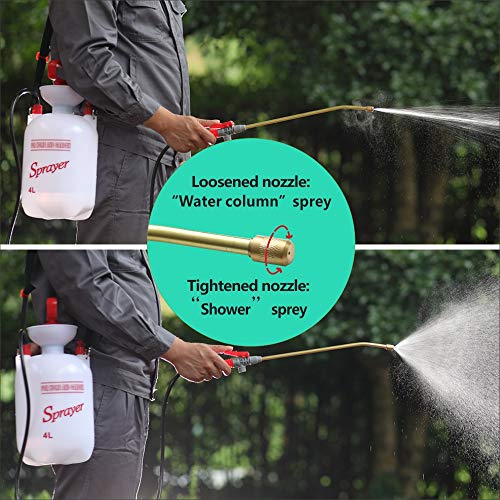 Itisll Portable Garden Pump Sprayer Brass Wand Shoulder Strap for Yard