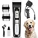 Oneisall Heavy Duty Dog Hair Clippers, Professional Rechargeable Cordless Pet Grooming Trimmer Dog Shaver for Thick Hair Dogs Cats with Oil (Black & Silver)