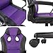 SEATZONE Smile Face Series Leather Gaming Chair, Racing Style Large Bucket Seat Computer Desk Chair, Executive Office Swivel Chair with Headrest, Purple
